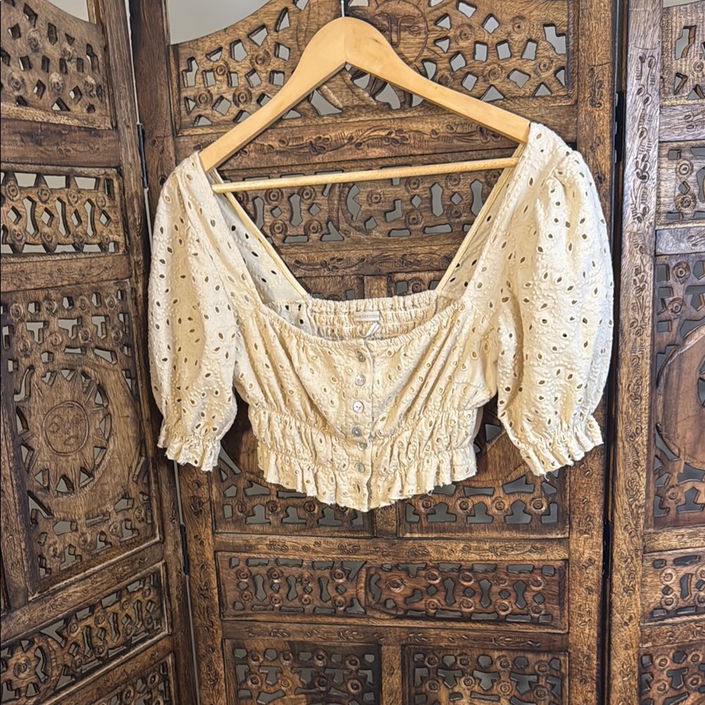 Urban Outfitters Cream Eyelet Blouse